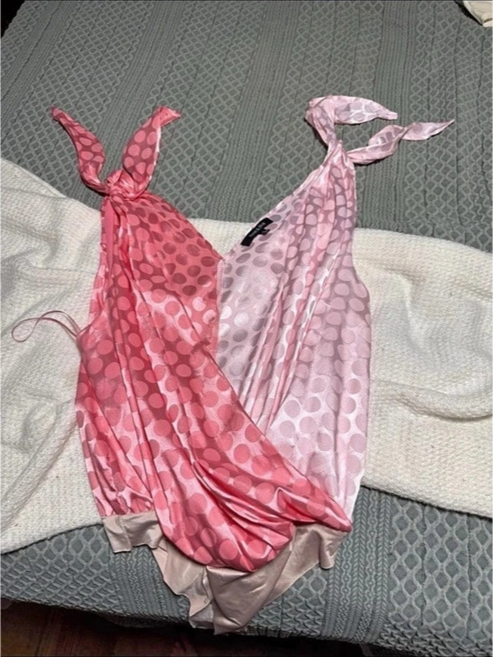 House of CB Farrah Halter Neck Satin Bodysuit Pink & Red